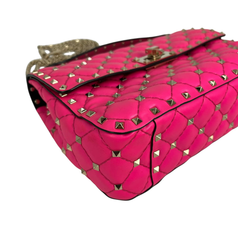 Valentino ガラヴァーニ ミディアム ロックスタッズ スパイク ショルダーバッグ ハンドバッグ - ピンク