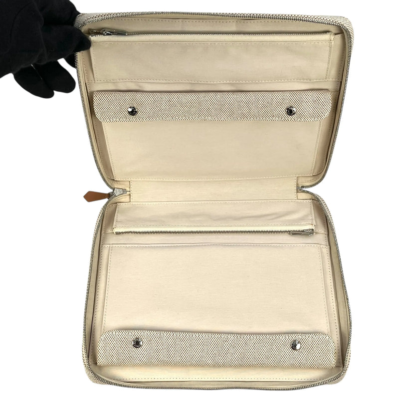 HERMES Air Line Canvas Travel Pouch - Beige 