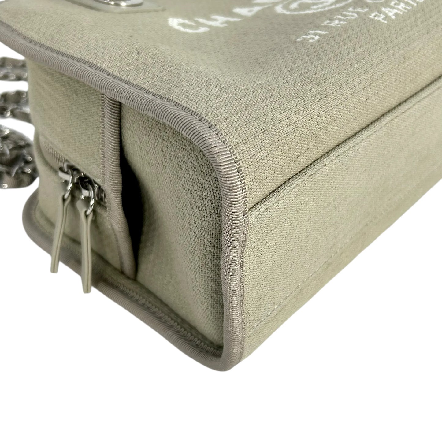 CHANEL Deauville Bowling Canvas Handbag/Shoulder Bag - Beige 