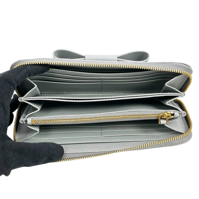 PRADA サフィアーノ リボンモチーフ 長財布 ロングウォレット - グレー