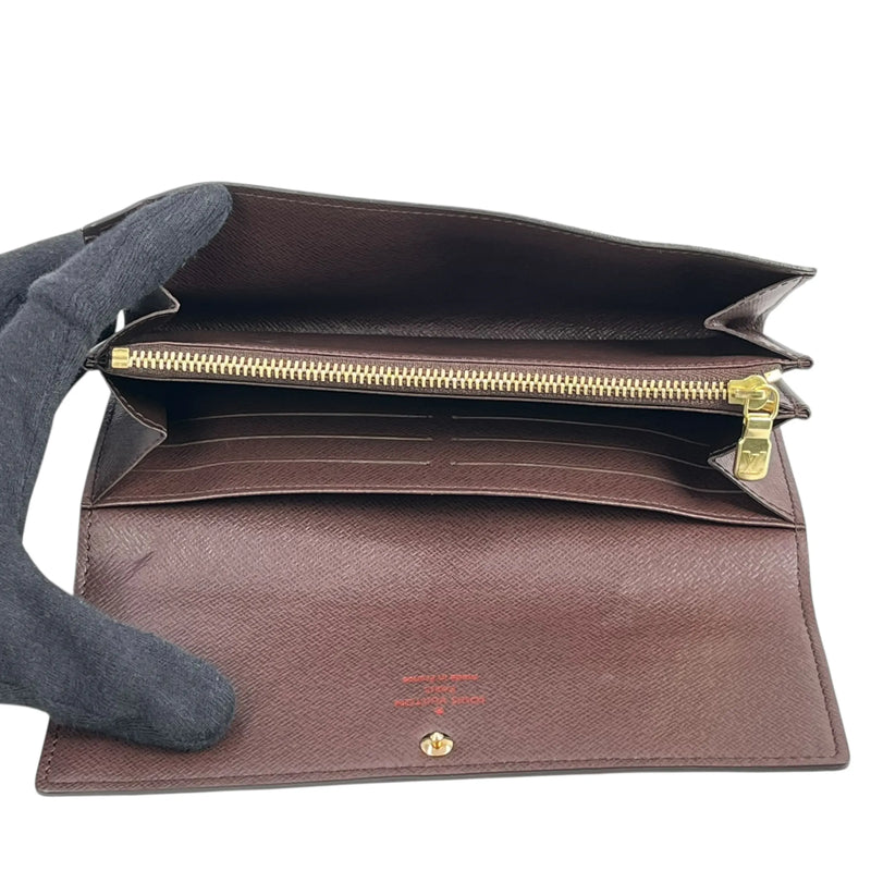 Louis Vuitton Sarah Damier Ebene Portefeuille Long Wallet - Brown 