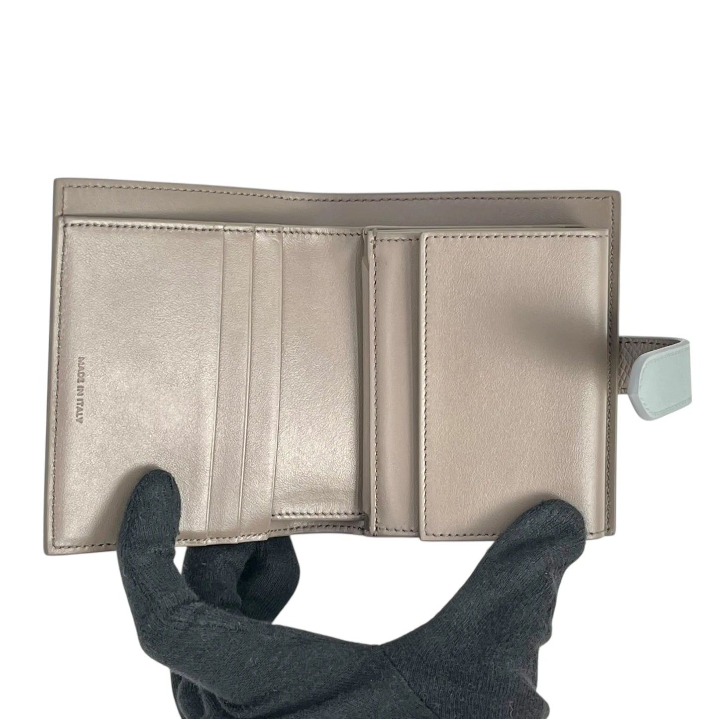 CELINE Small Strap Wallet in Calfskin, Bifold Compact Wallet - Gray 