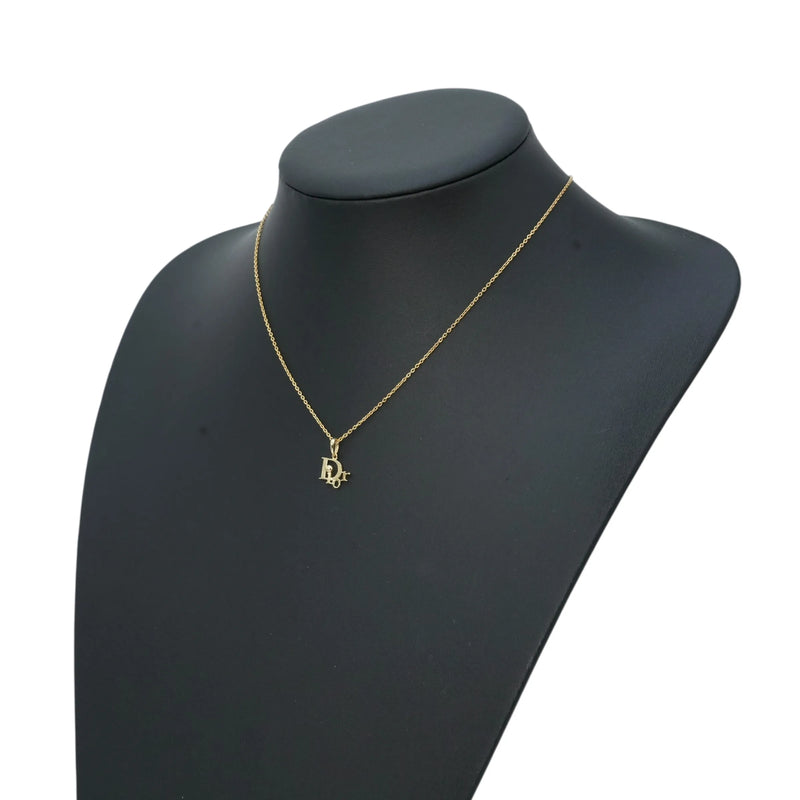 Christian Dior Logo Charm Necklace - 18K Yellow Gold 