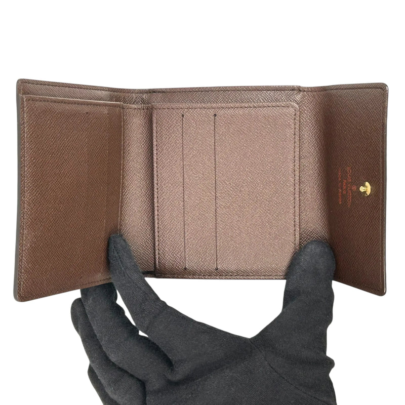 Louis Vuitton Portefeuille Elise Damier Ebene Bi-fold Compact Wallet - Brown 