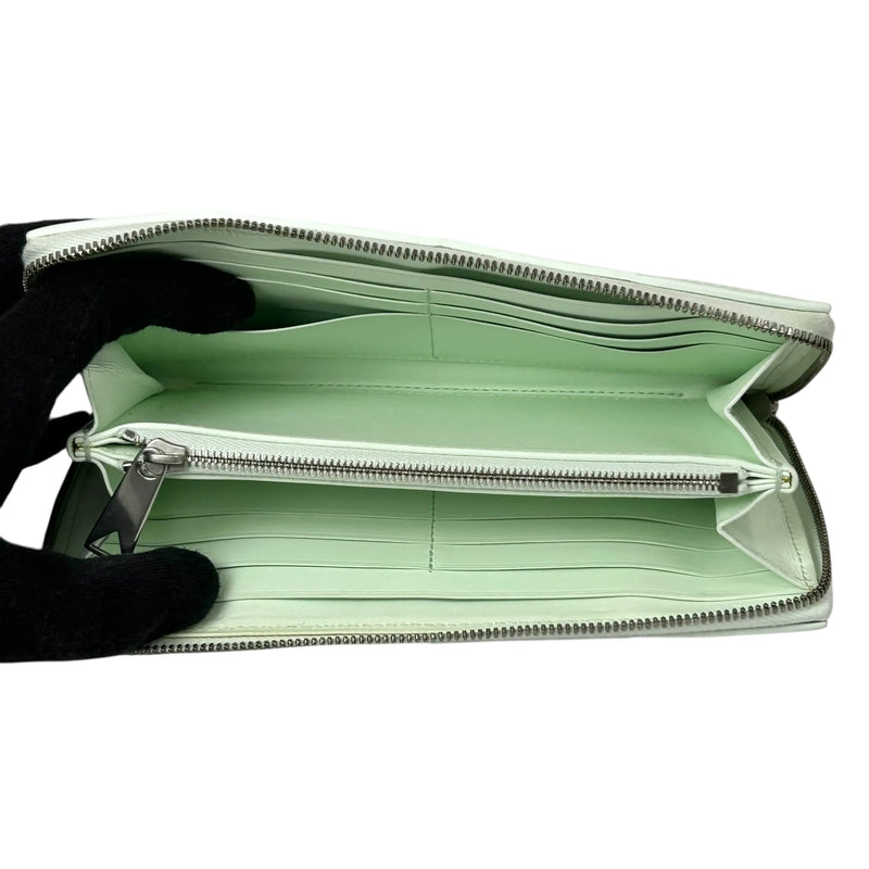 BOTTEGA VENETA Cassette Intrecciato Leather Round Zip Long Wallet - White 