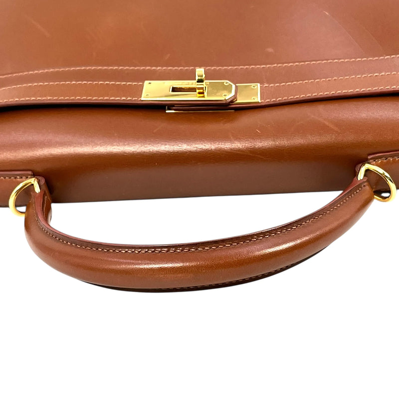 Hermès Kelly Box Calf Handbag/Shoulder Bag - Brown, E Stamp (2001) 