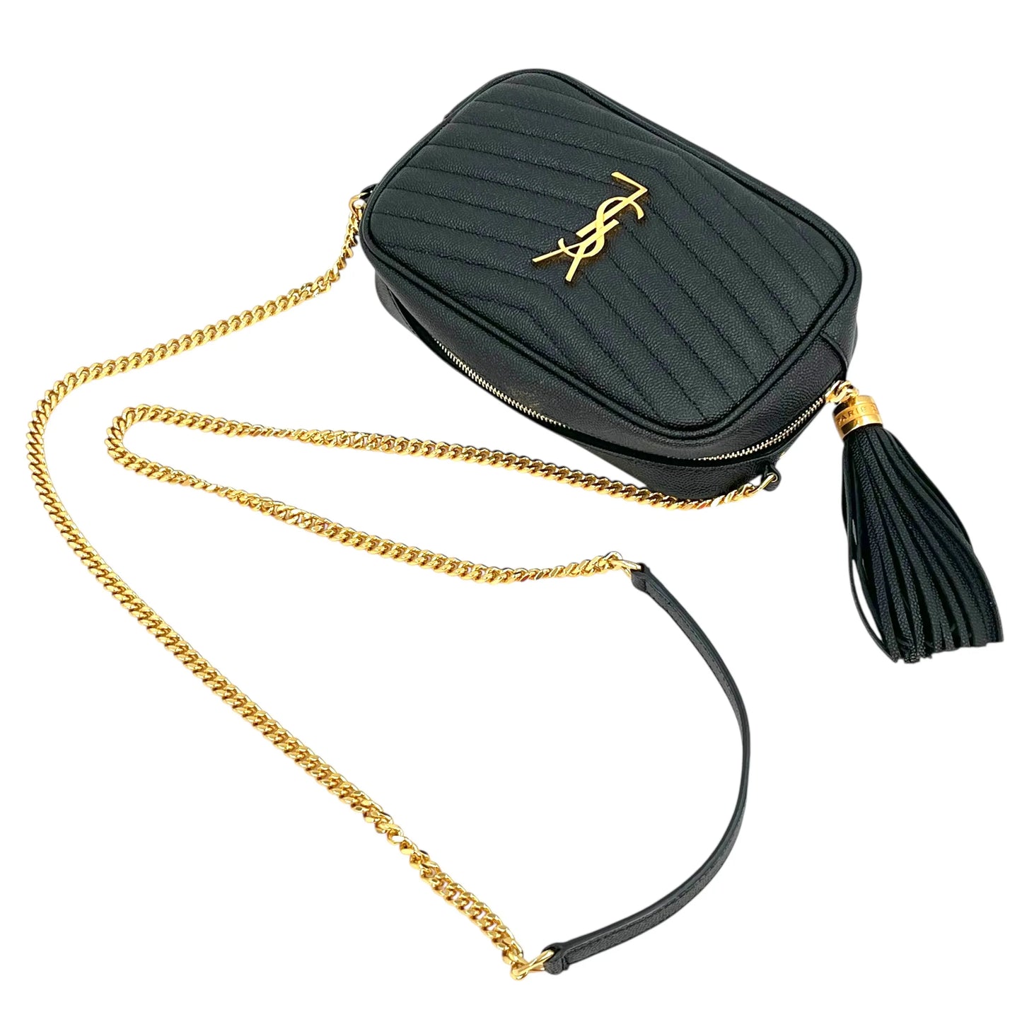 Saint Laurent Lou Mini Bag Calfskin Chain Shoulder Bag - Black 