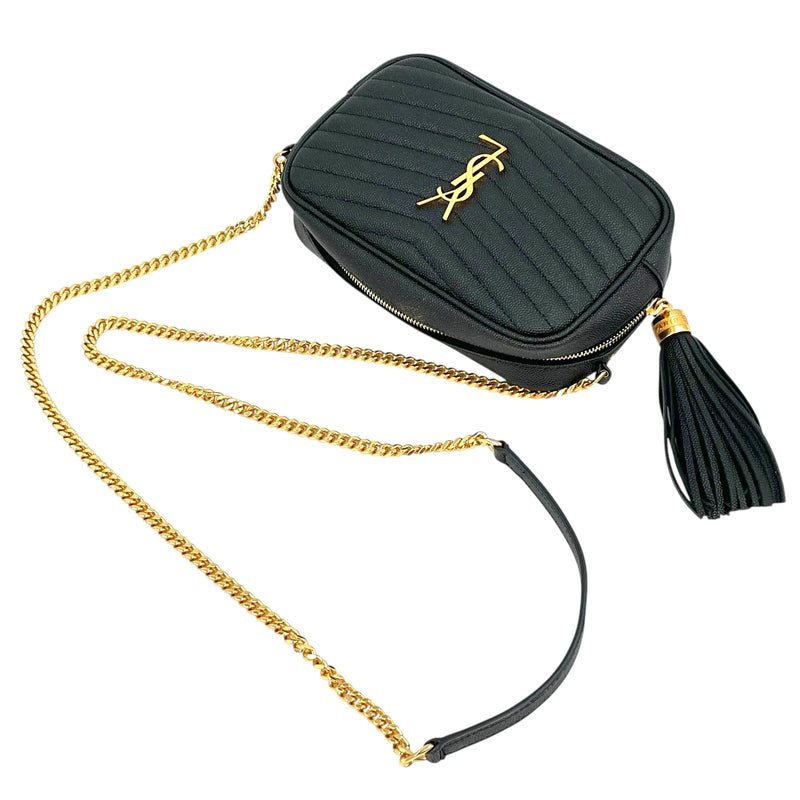 Saint Laurent Lou Mini Bag Calfskin Chain Shoulder Bag - Black 