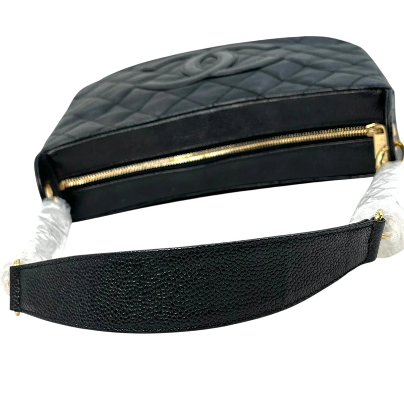 CHANEL Matelasse Caviar Leather Chain Shoulder Bag - Black 