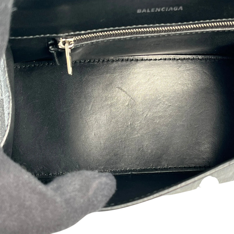 BALENCIAGA Hourglass Canvas Handbag/Shoulder Bag - Black 