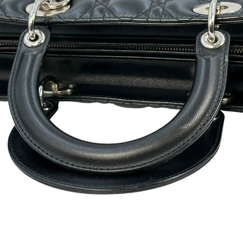 Christian Dior Lady Dior Cannage Lambskin Handbag/Shoulder Bag - Black 