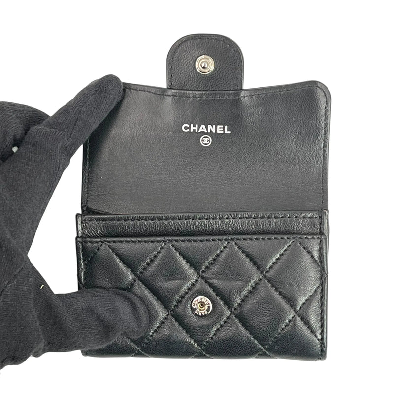 CHANEL Matelasse Lambskin Card Case and Coin Case - Black 