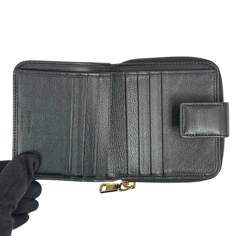 Saint Laurent ジップアラウンドウォレット レザー 二つ折り財布 コンパクトウォレット - ブラック