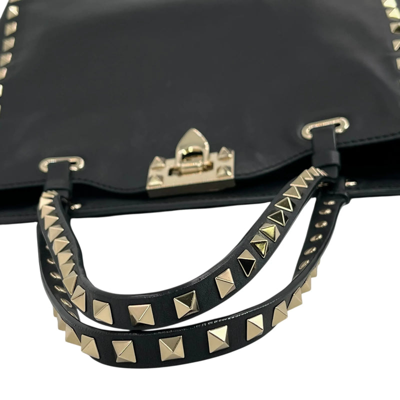 Valentino Rockstud Leather Handbag/Shoulder Bag - Black 