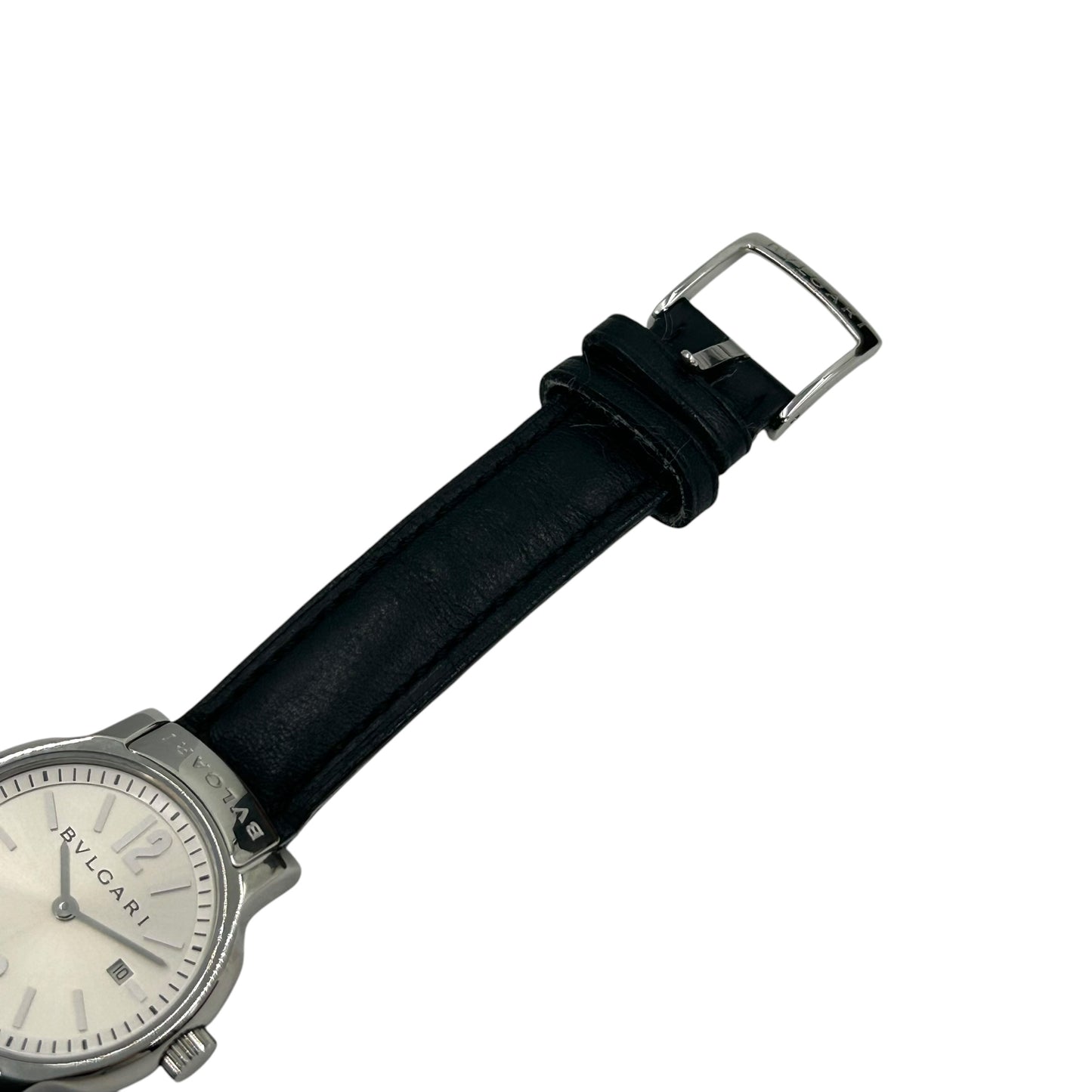 BVLGARI Solotempo Stainless Steel Leather Band Watch - Black 