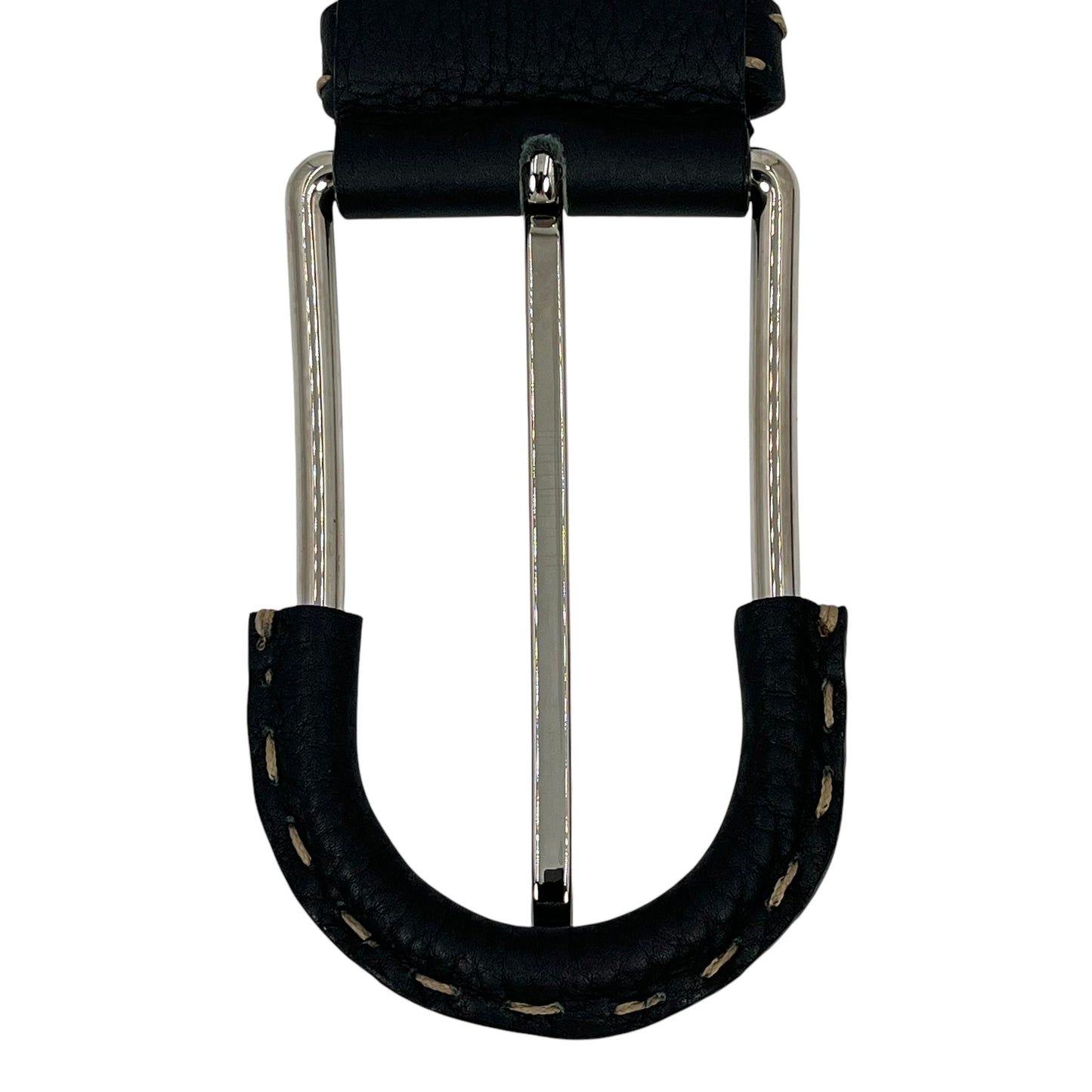 FENDI レザー ステッチ ベルト - ブラック