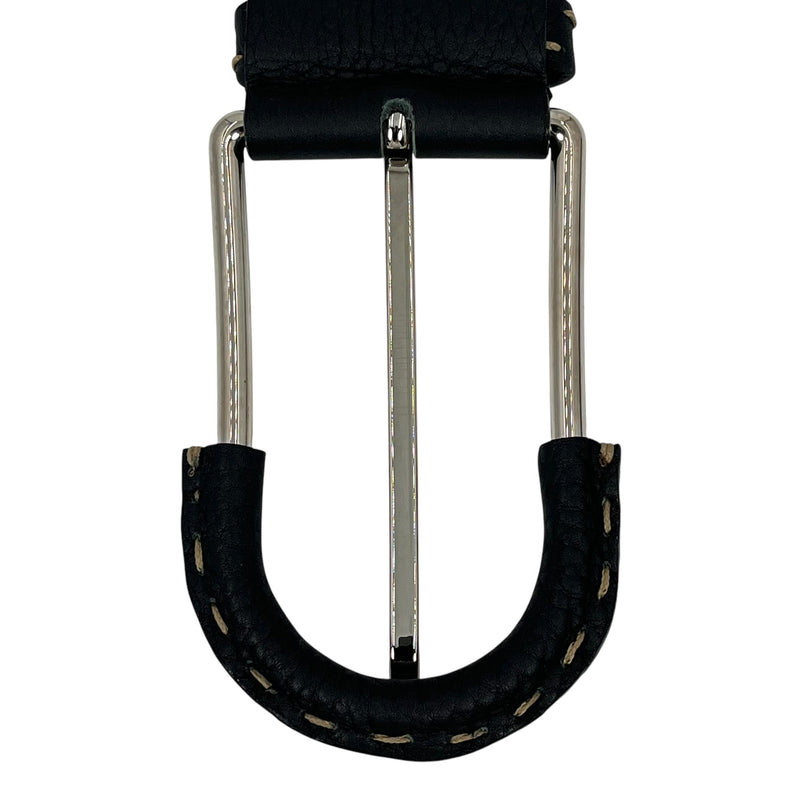 FENDI レザー ステッチ ベルト - ブラック