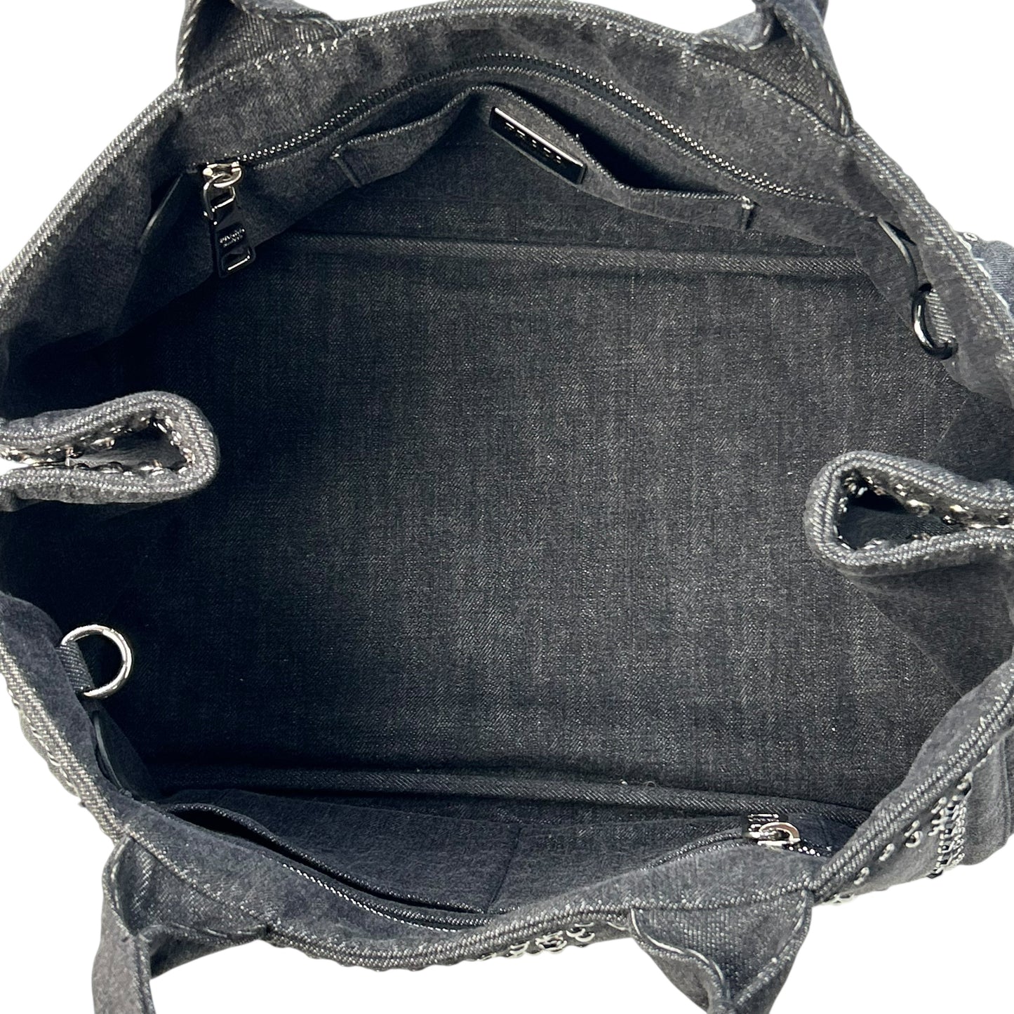 PRADA Canapa Rhinestone Handbag - Charcoal Grey 