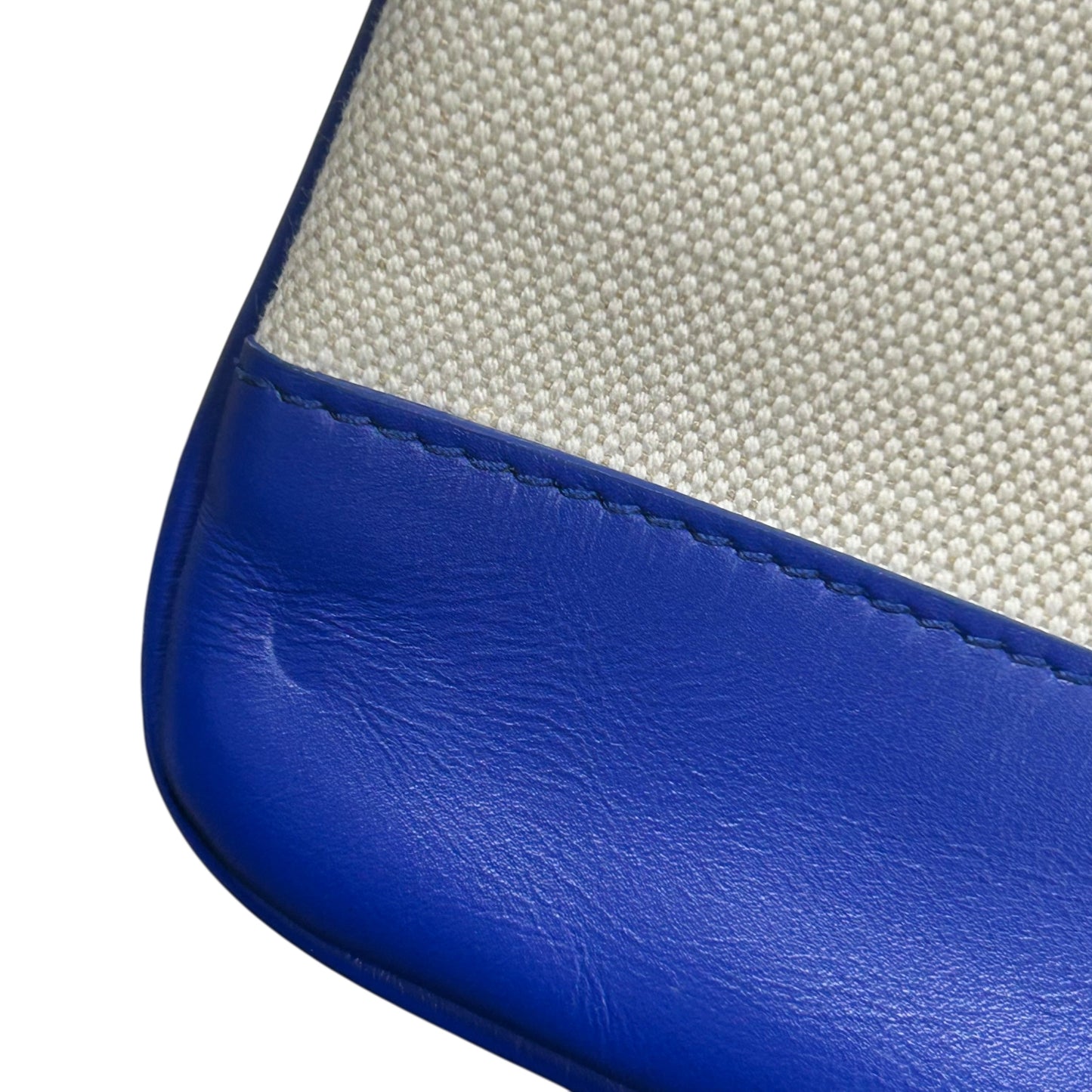 BALENCIAGA Canvas Clutch Bag - Cream and Blue 