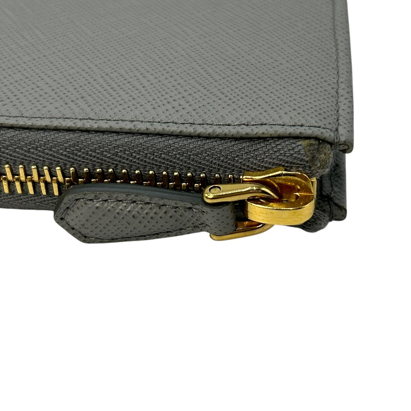 PRADA Saffiano Leather Long Wallet - Grey 