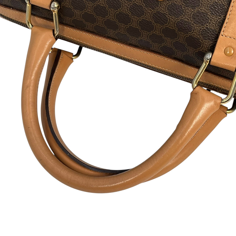 CELINE Macadam Boston Canvas Handbag - Brown 