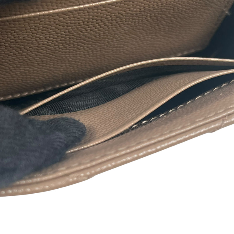 Saint Laurent Cassandra Matelasse Card Case Tri-fold Compact Wallet - Beige 