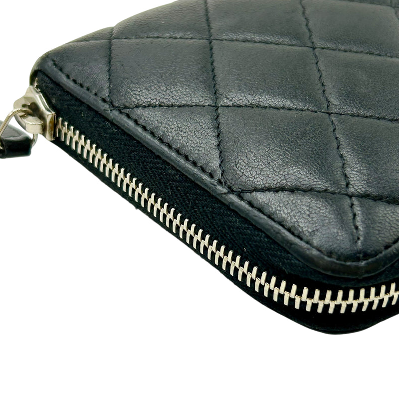 CHANEL Cambon Line Lambskin Long Wallet - Black 