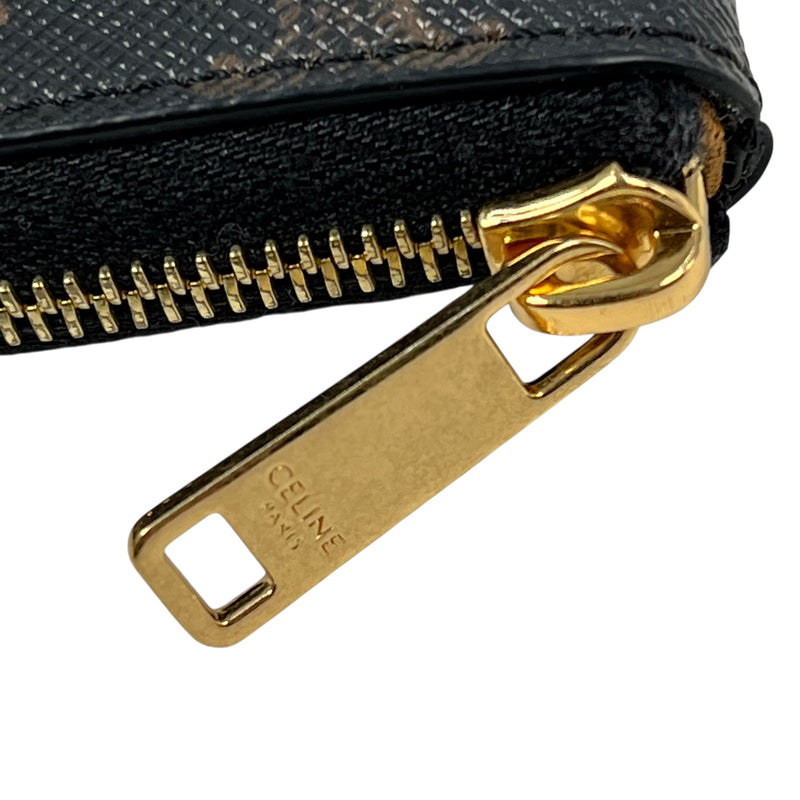 CELINE Triomphe Logo Coin Case &amp; Key Case - Dark Brown 