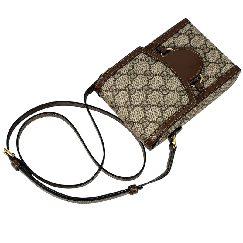 GUCCI GG スプリーム ホースビット 1955 ミニ ショルダーバッグ - ベージュ × ブラウン