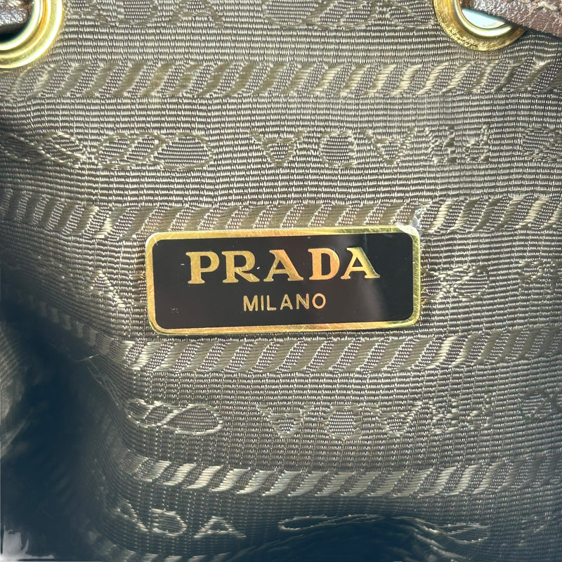 PRADA ロゴ ジャカード キャンバス ドローストリング ハンドバッグ バケットバッグ - ブラウン