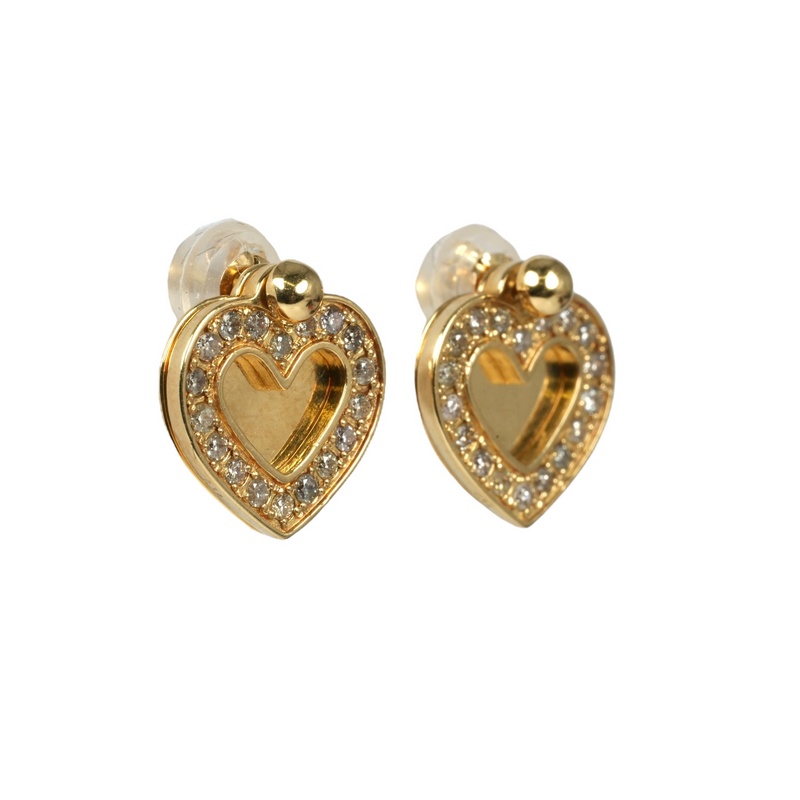 Diamond Heart Earrings - 18KYG - 06797 