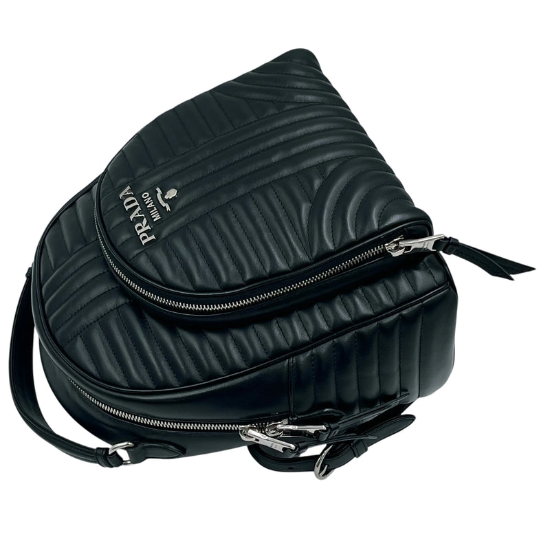 PRADA Diagram Leather Backpack - Black 