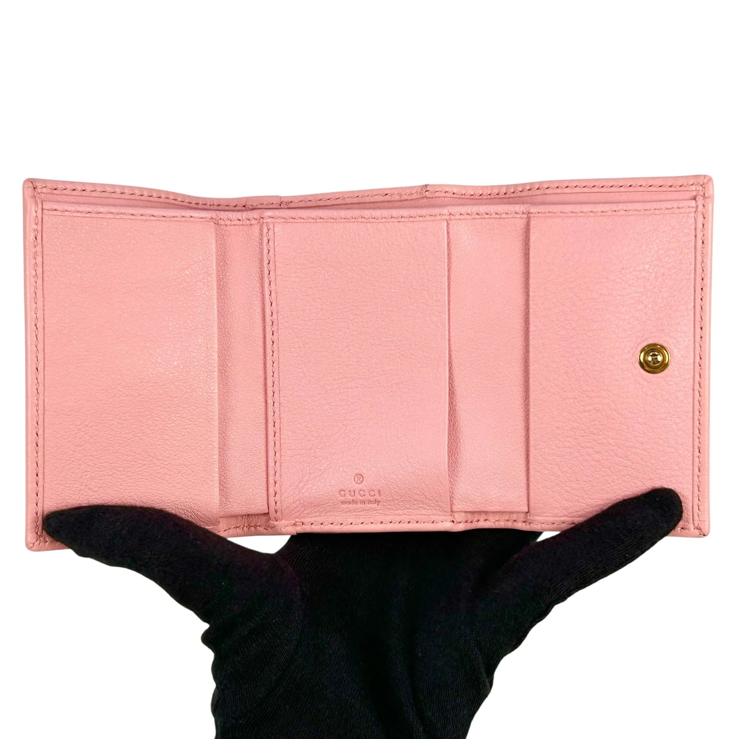 GUCCI GG Marmont Bamboo Tri-fold Compact Wallet - Pink 