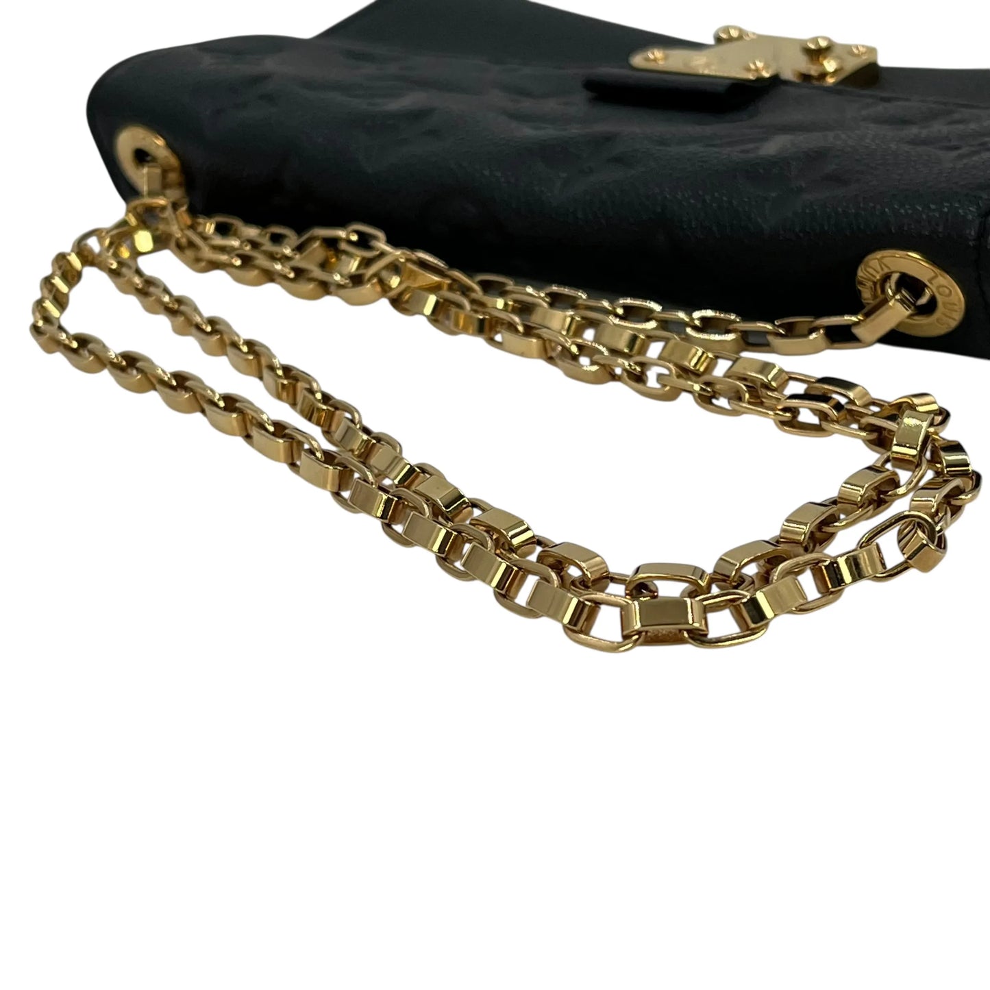 Louis Vuitton Monogram Empreinte Pochette Saint-Germain Chain Wallet - Black 