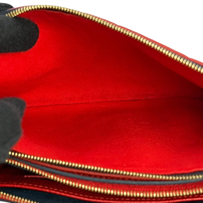 Louis Vuitton ポシェット ダブルジップ モノグラムアンプラント チェーンショルダーバッグ - ネイビー × レッド