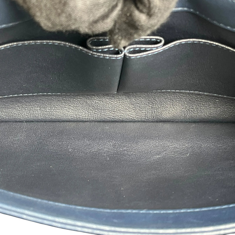 CHANEL Calfskin Matelassé Top Handle Trendy CC Handbag with Chain Shoulder Bag - Navy 