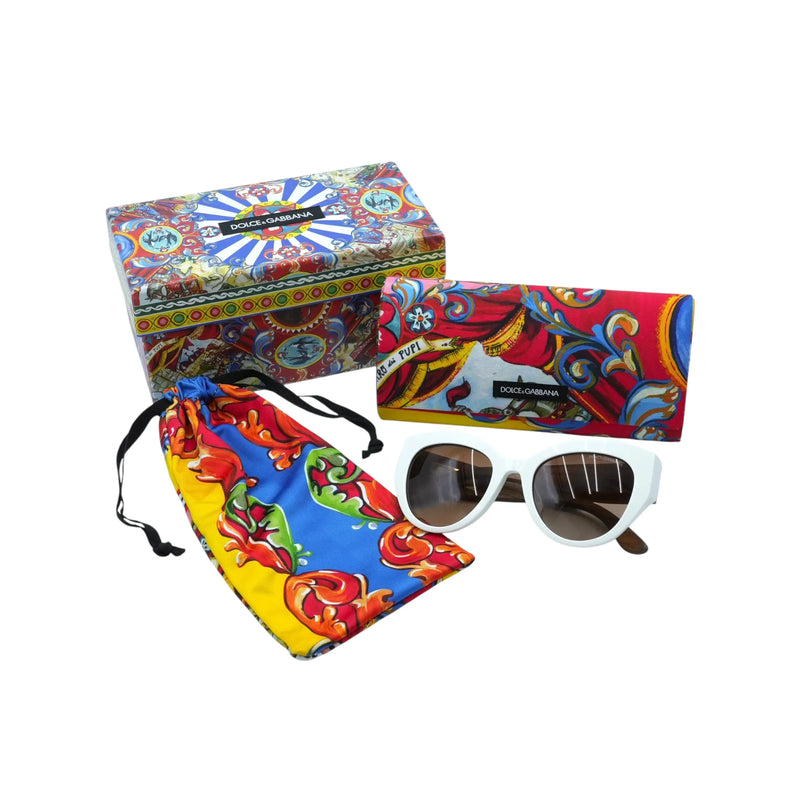 DOLCE &amp; GABBANA White Frame Sunglasses - Multicolor - 35023 