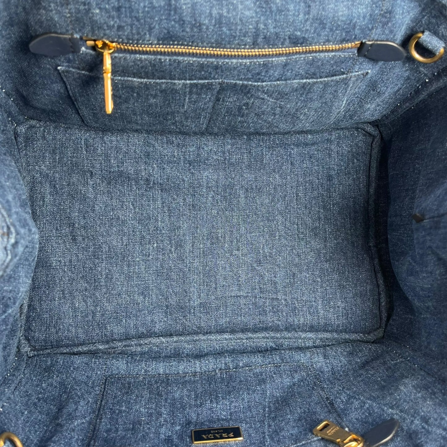 Prada Canapa Denim Tote Bag/Handbag - Blue 