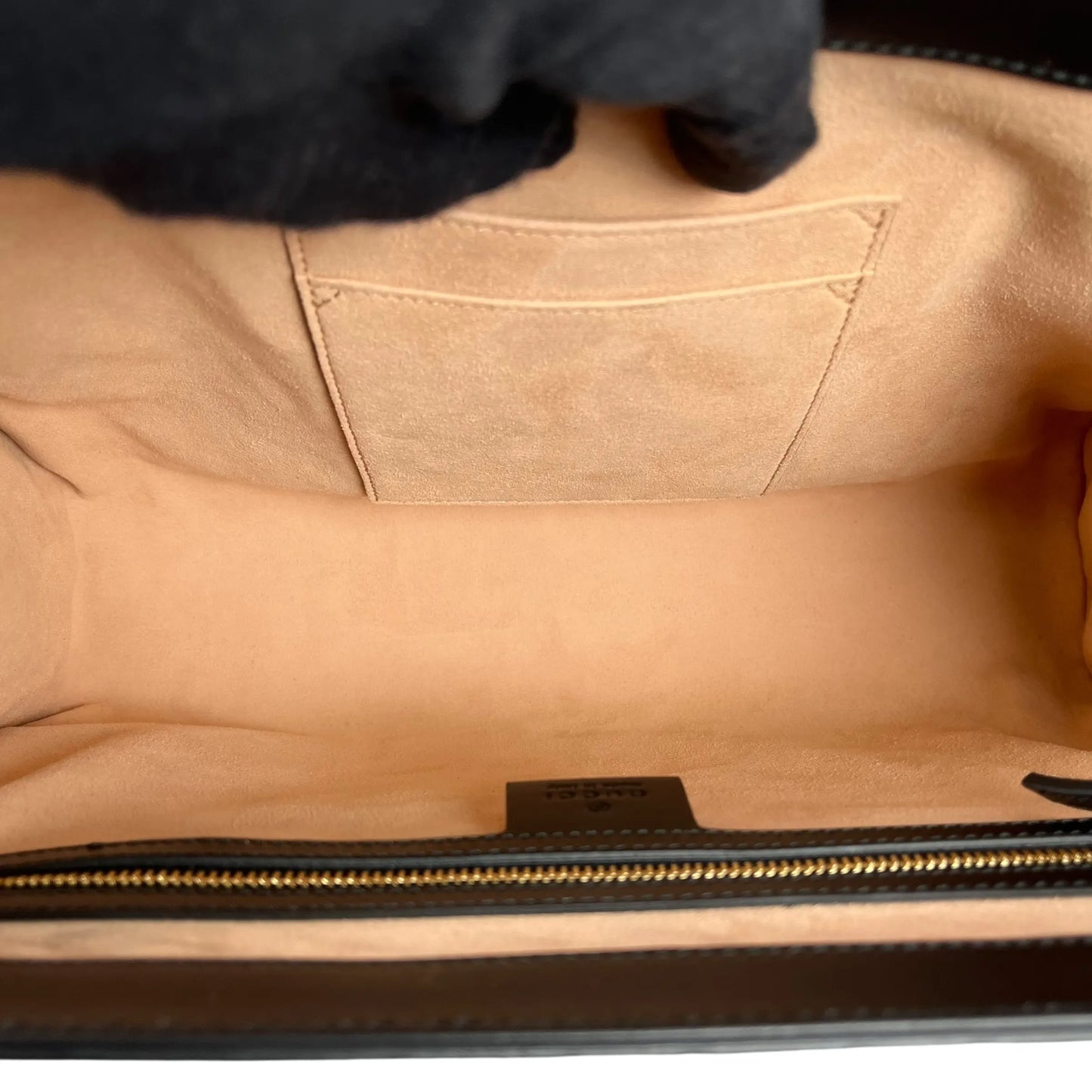 GUCCI Guccissima Padlock Top Handle Leather Hand Bag - Black 