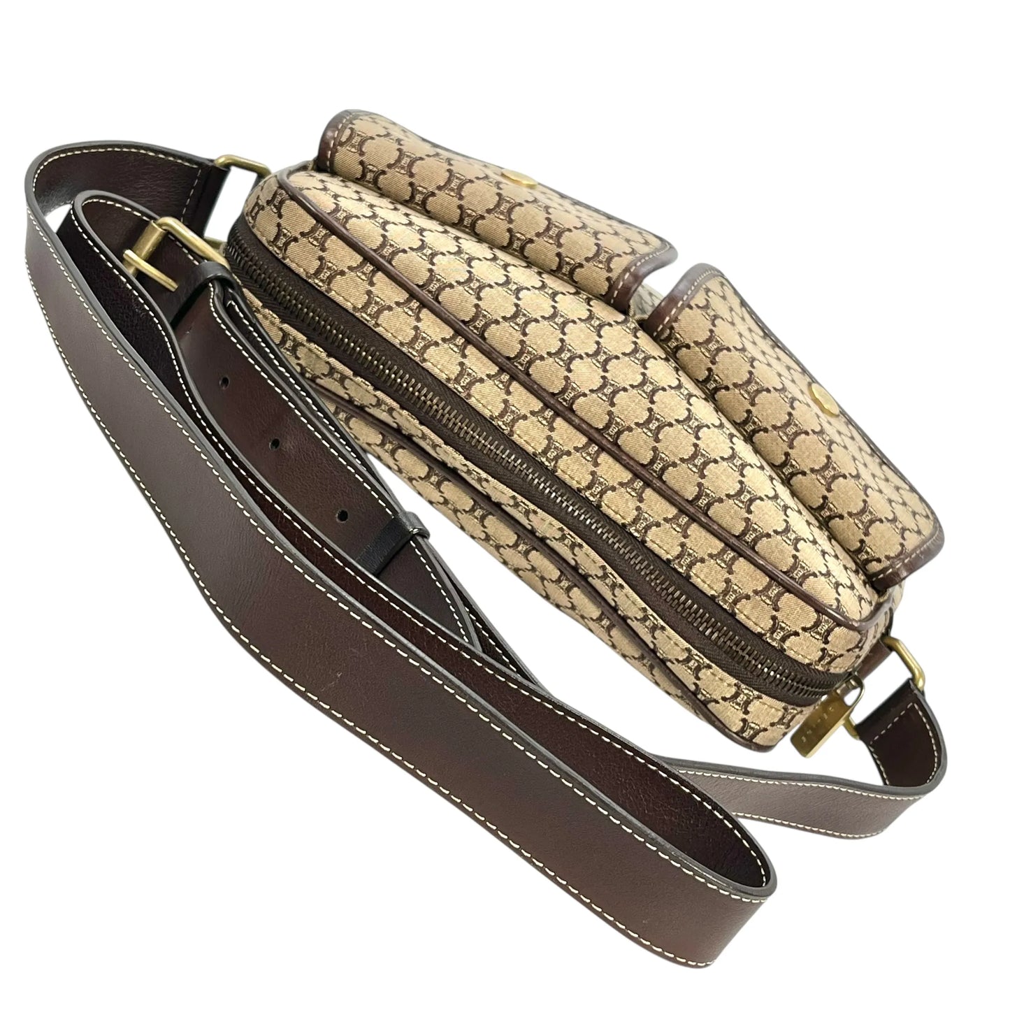 Celine Canvas Macadam Shoulder Bag - Brown 