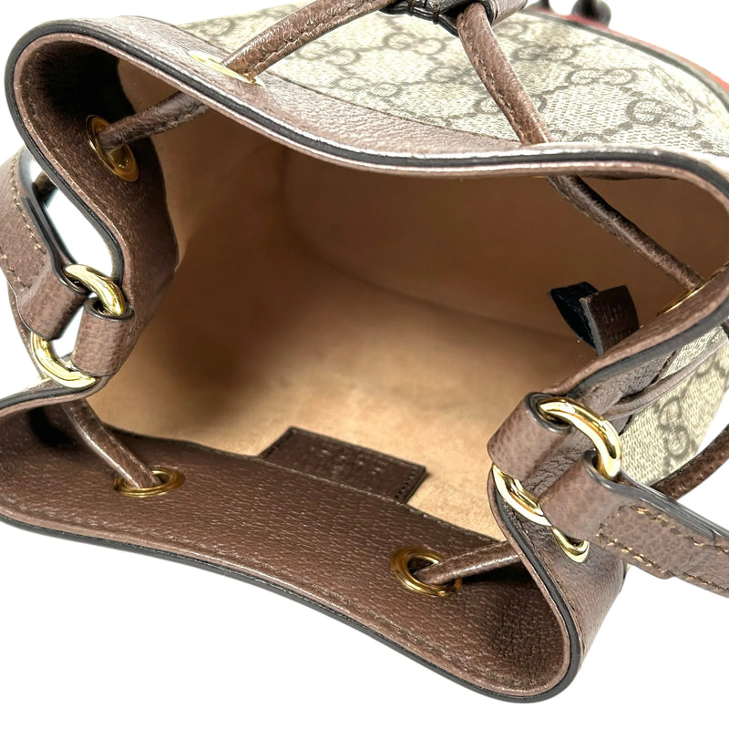 GUCCI オフィディア GGスプリーム キャンバス ミニ バケットバッグ - ブラウン