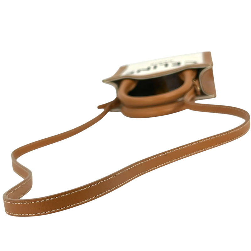 CELINE Mini Vertical Cabas Canvas Handbag/Shoulder Bag - White 