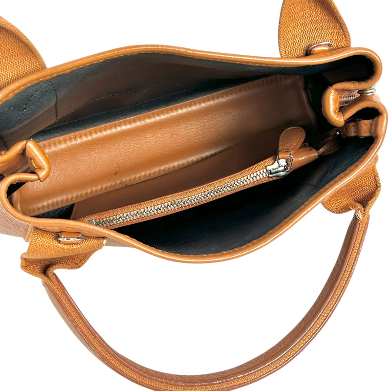 BALENCIAGA Navy Cabas Leather Handbag/Shoulder Bag - Brown 