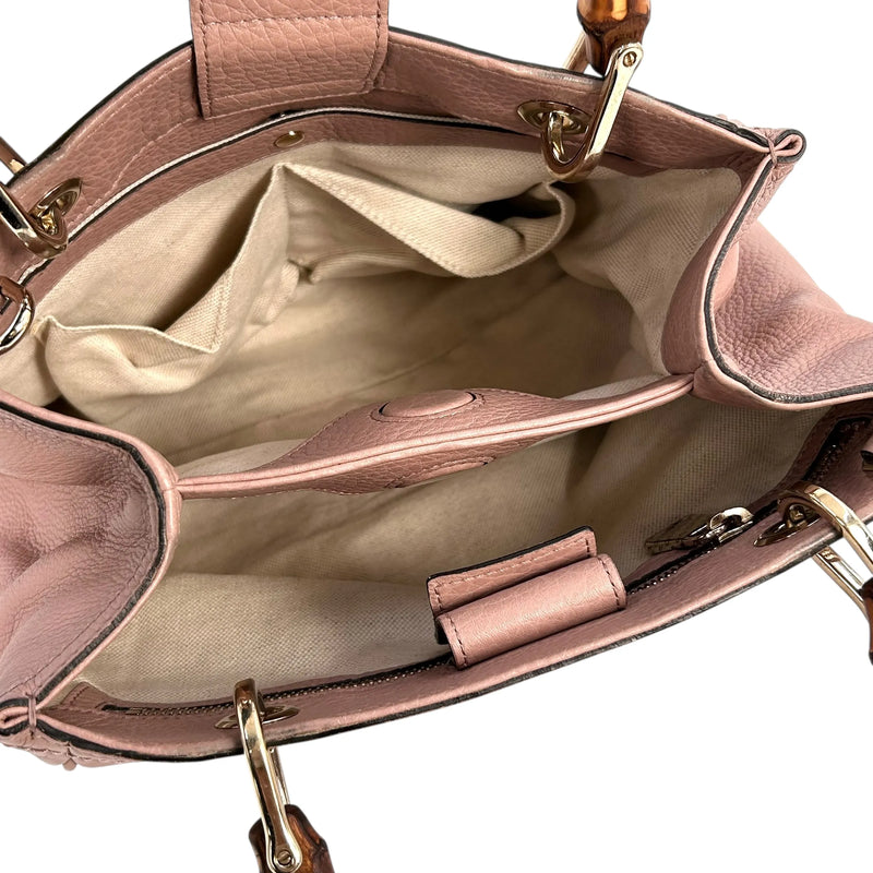 GUCCI Bamboo Leather Handbag/Shoulder Bag - Pink 