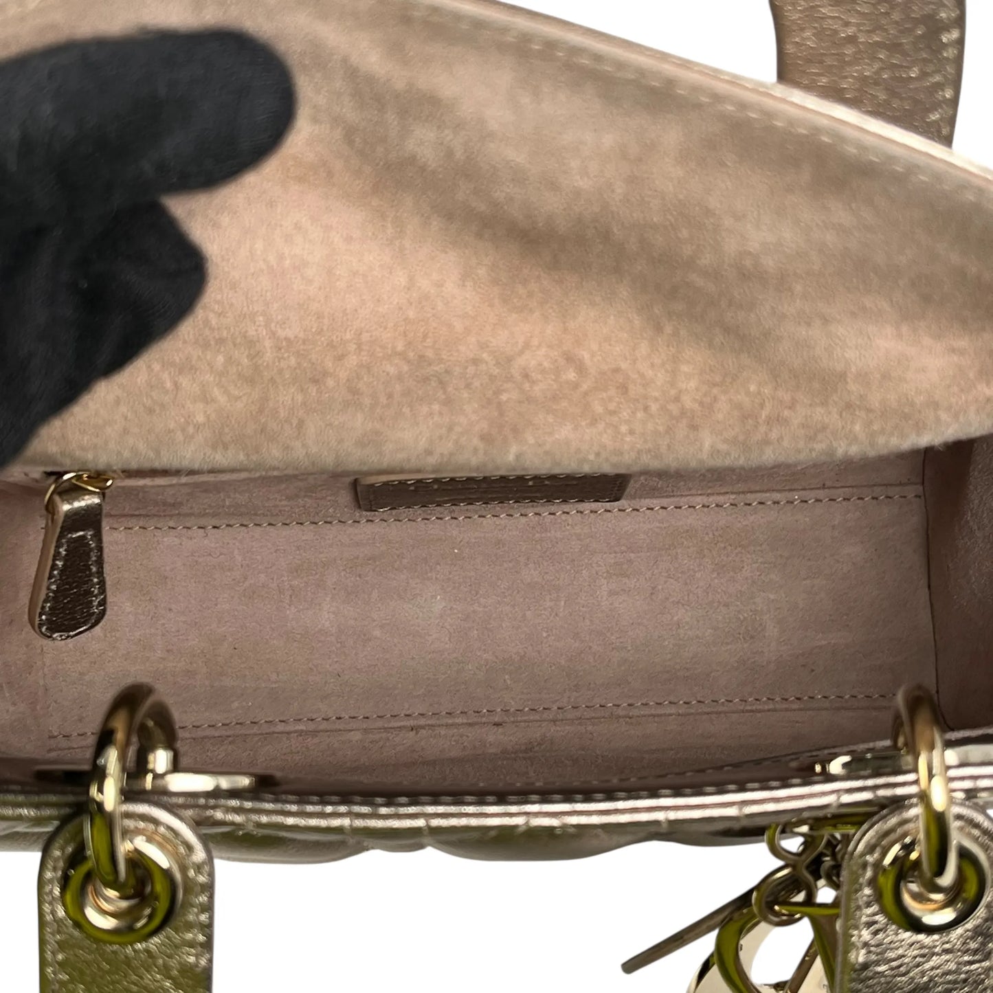 Christian Dior Lady Dior Cannage Calfskin Handbag/Shoulder Bag - Gold