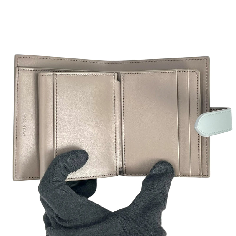 CELINE Small Strap Wallet in Calfskin, Bifold Compact Wallet - Gray 