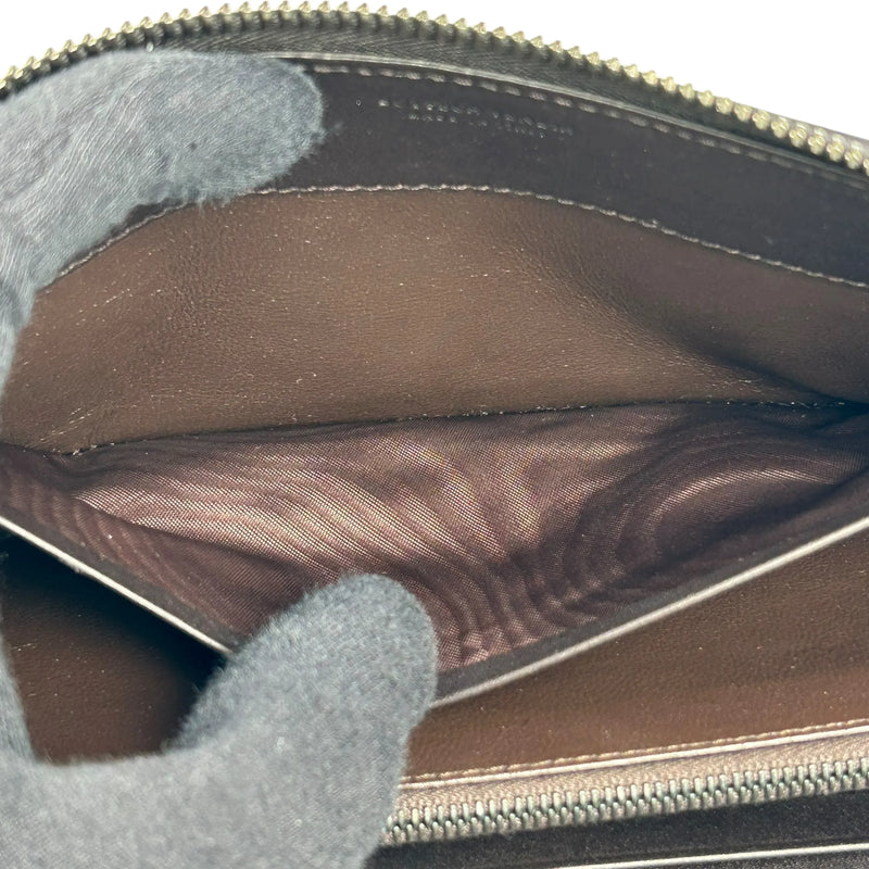 BOTTEGA VENETA Intrecciato Zip-Around Lambskin Long Wallet - Dark Brown 