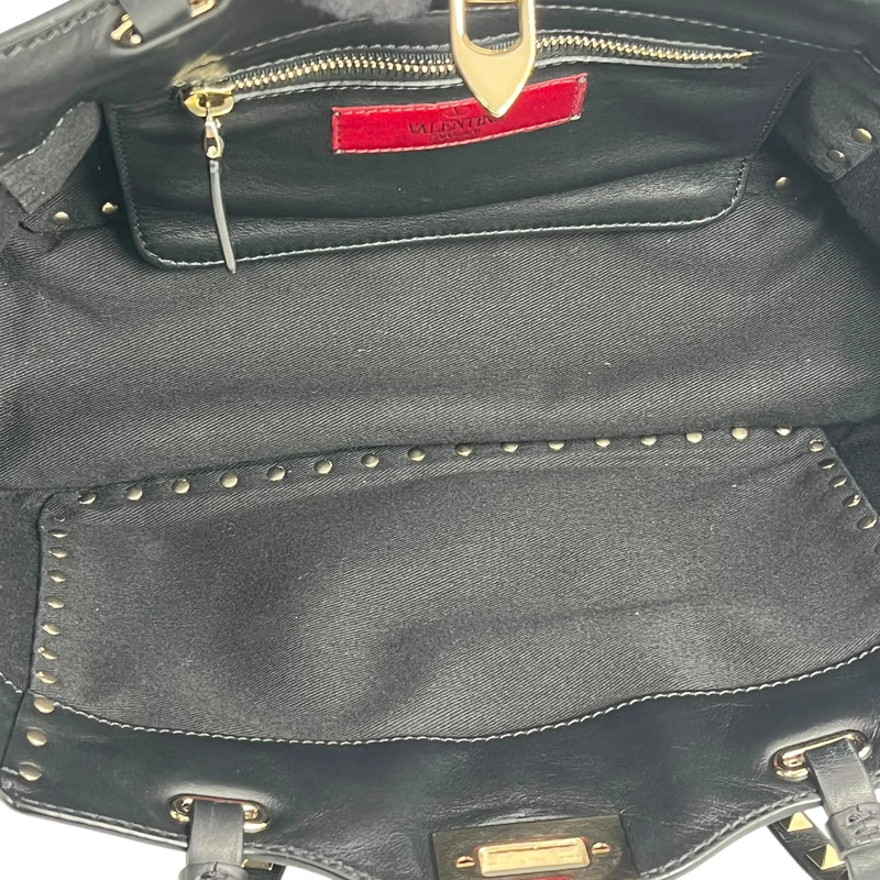 Valentino Rockstud Leather Handbag/Shoulder Bag - Black 