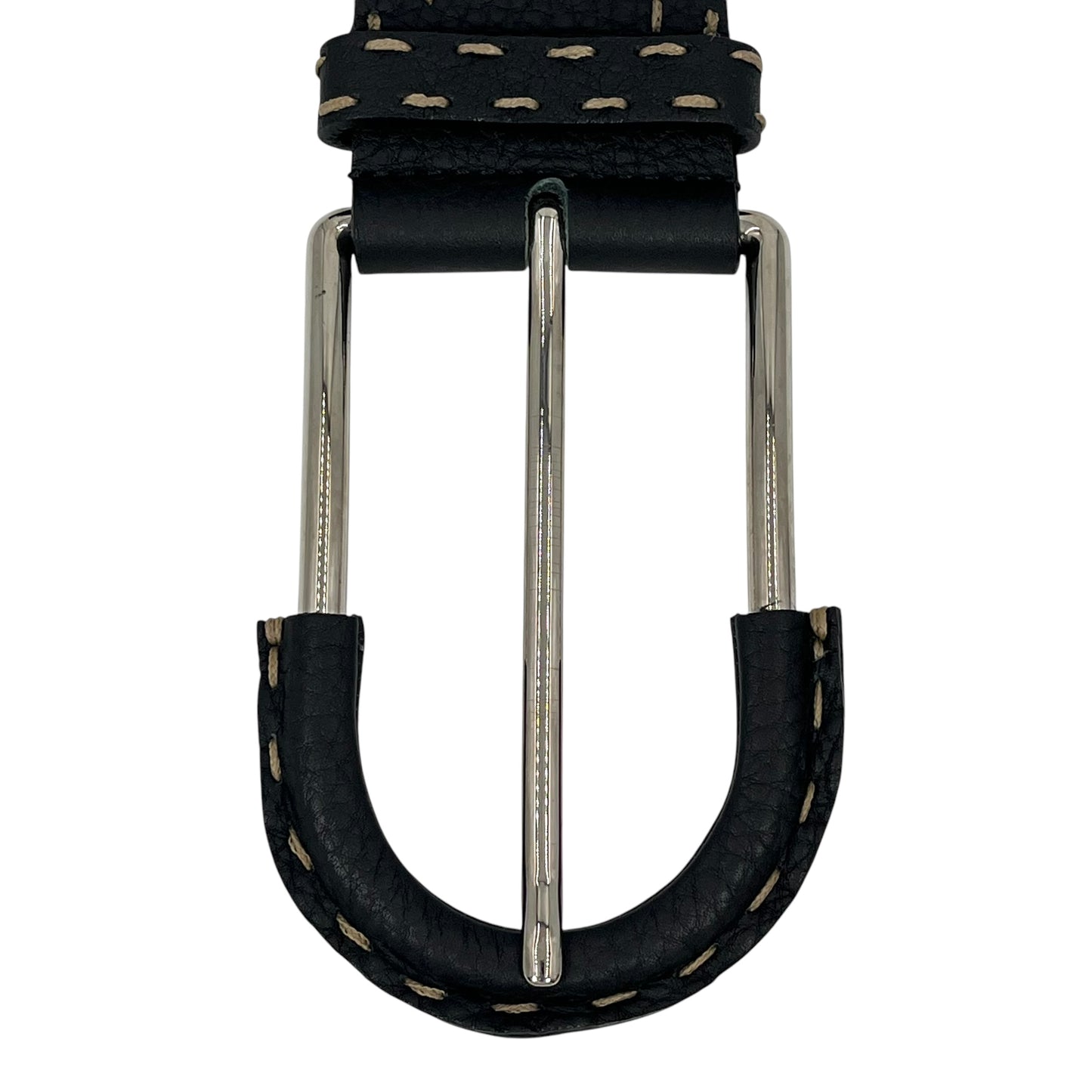 FENDI レザー ステッチ ベルト - ブラック