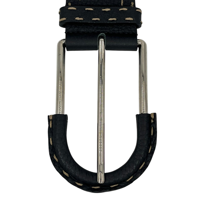 FENDI レザー ステッチ ベルト - ブラック